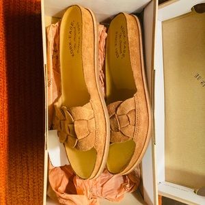 Suede slip on sandal